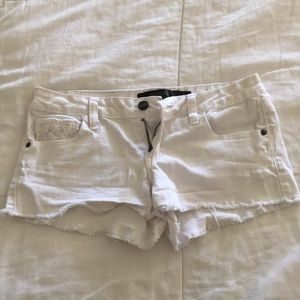 White jean shorts